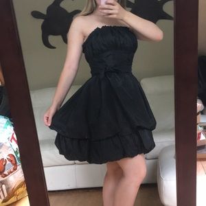 Betsey Johnson Black Strapless Bubble Hem Dress